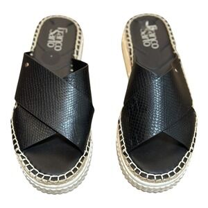 Franco Sarto Black Espadrille Platform Slide Sandals Criss Cross Summer  7.5‎